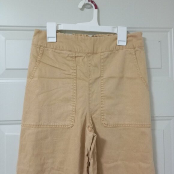 Nicole Miller High-Waisted Wide Leg Tan Pants US 2 Cotton Blend Womens Demin - Picture 4 of 9